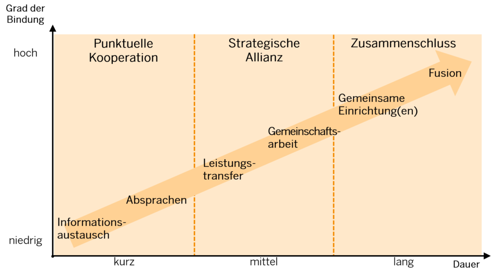 Abbildung 1 Stufen der Zusammenarbeit an Hochschulen in Anlehnung an Hechler und Pasternack (2013)