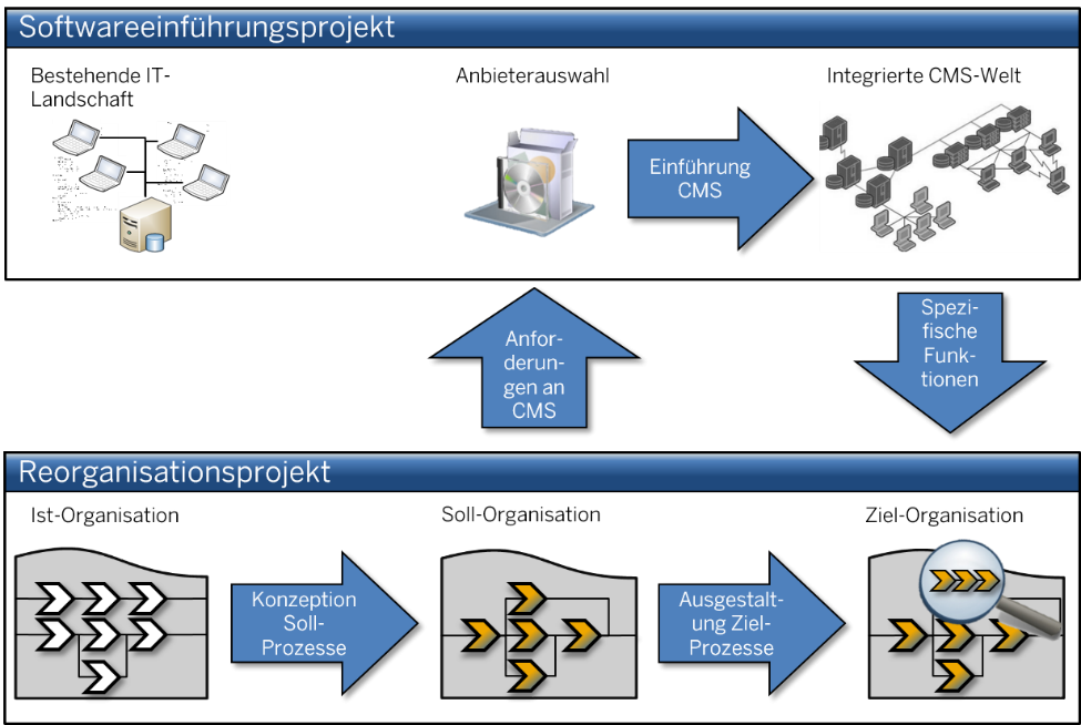 Abbildung 1: Schema eines integrierten Reorganisations- und IT-Projekts.